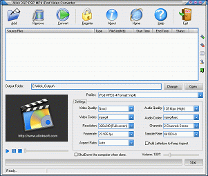 Screenshot of Allok 3GP PSP MP4 iPod Video Converter