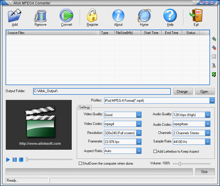 Screenshot of All 0K MPEG4 Converter